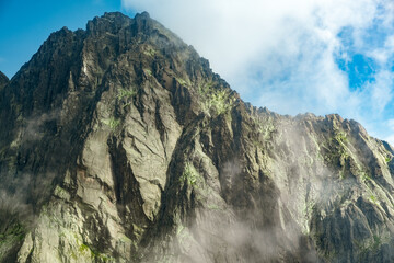  Panoramic view of mountains range landscape in High Tatras.