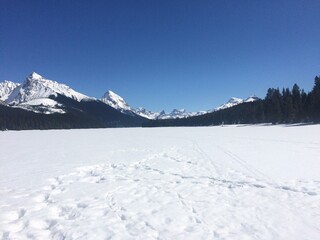 Obraz premium Scenic Jasper National Park with perfect blue skies