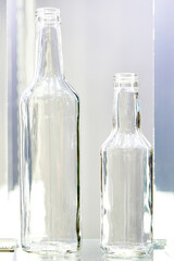 Empty bottles for wine in shop