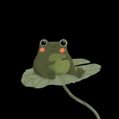 Cute frog is sitting on a leaf