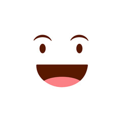 Cute social media grinning face emoji on a white background. Royalty-free.