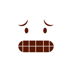Cute social media grimacing face emoji on a white background. Royalty-free.