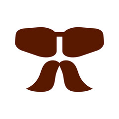 Cute social media face with moustache and sunglasses emoji on a white background. Royalty-free.