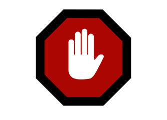 Obraz premium Simple red stop roadsign with big hand symbol or icon vector illustration