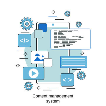 Content management system, web application development, website interface design flat design style vector concept illustration