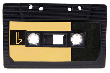 An old cassette tape with music on it. Accessories for storing music recordings.