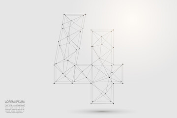 Abstract number four, figure 4, consisting of triangles, circles, spots of decay, stars. Vector eps 10.