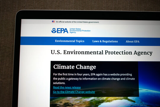 United States Environmental Protection Agency, EPA official government website opened on Climate Change web page. - San Jose, California, USA - 2021