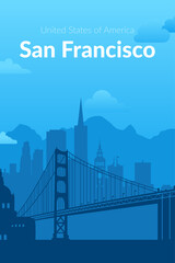 San Francisco, USA famous city scape background.