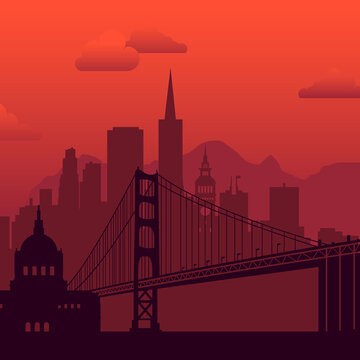 San Francisco, USA famous city scape background.