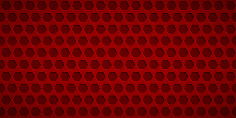 Abstract background with hexagon holes in red colors