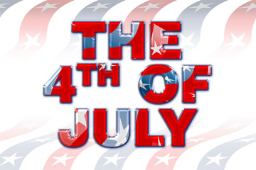 the forth of july illustration with american flag fade effect and balloon text