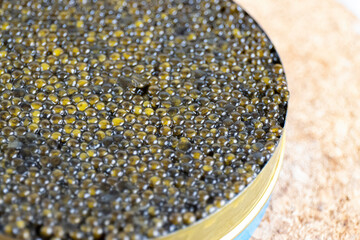 High quality real natural sturgeon black caviar close-up