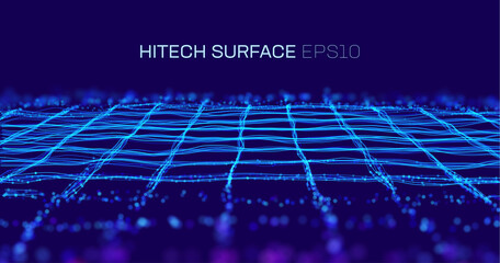 High tech vector background. Nanotechnology fabric cloth. Cyber grid data