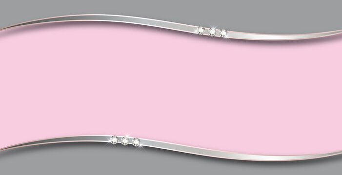 rosa  hintergrund und grau silber glänzende wellen mit silbernen streifen und strass strasssteinen