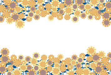 ひまわり　フレーム　背景素材　イラスト