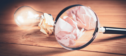 magnifying glass and sweetheart searching for new ideas
