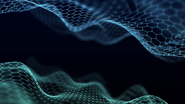 Internet technology network. Abstract blue background. Large amount of data. 3d rendering. © Olena