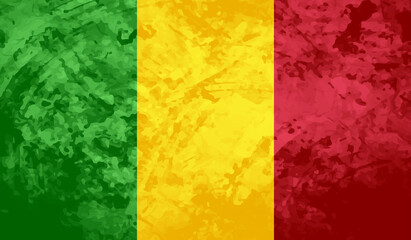 Guinea national flag created in grunge style