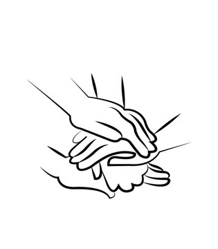 recommend clip art: hands stacked teamwork line art isolated on white background