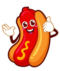 Hot dog food mascot cartoon
