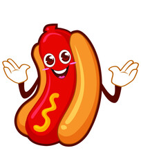 Hot dog food mascot cartoon