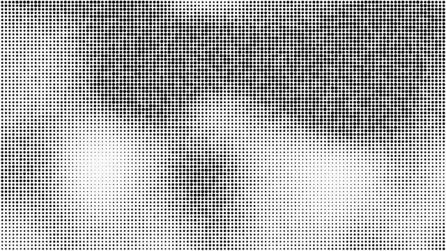 black and white halftone dotted gradient animation background, monochrome pop cartoon comic dots motion pattern