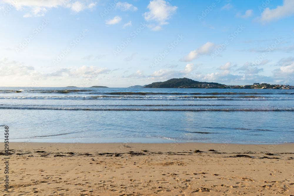 Poster view of monte ferro from playa america. nigran - spain