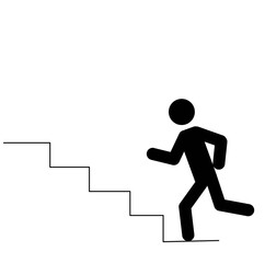 silhouette man running up the stairs, businessman, success concept	