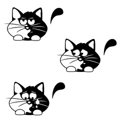 Black and white sad cat. Vector illustration. File for laser cut/paper cut/ digital use