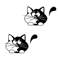Black and white sad cat. Vector illustration. File for laser cut/paper cut/ digital use