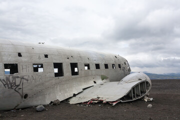 Solheimasandur plane wreck view. South Iceland landmark