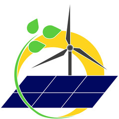 Solar technology. Vector logo alternative green energy