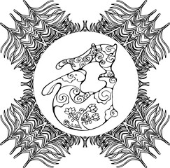 Black and white mandala. The idea for a tattoo. Spruce mandala. 