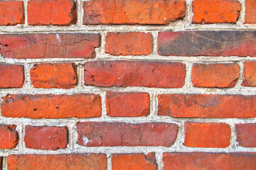 Obraz premium brick wall, brick wall texture, red brick with white mortar