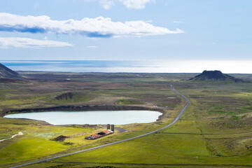 Seltun area aerial landscape, south Iceland panorama.