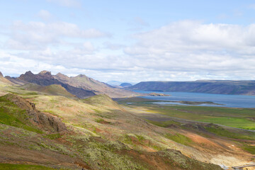 Obraz premium Seltun area aerial landscape, south Iceland panorama.