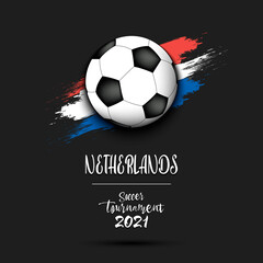 Soccer ball on the flag of Netherlands