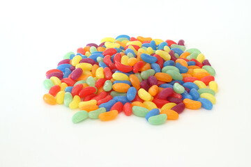 colorful jelly beans isolated on white background. 