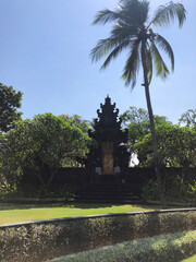 Fototapeta premium Palm Tree Over Balinese Temple Garden