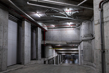 generic apartment building underground car park entry