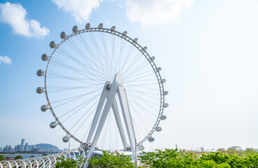 Fototapeta premium Ferris Wheel of Light in the Bay Area of Binhai Cultural Park, Shenzhen, China