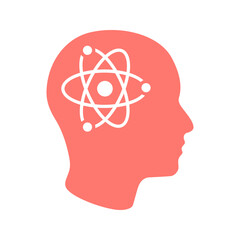 Man head mind thinking vector icon atom on white background color editable