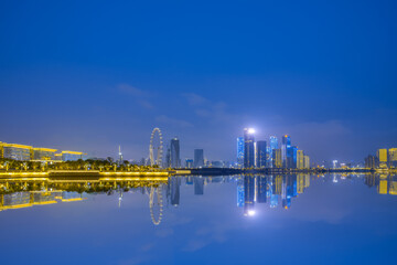 Night view of Binhai Cultural Park, Shenzhen, China