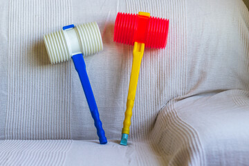 Plastic hammers. A tradition of the night of Saint John in Portugal. (Martelinho de S. João) on...