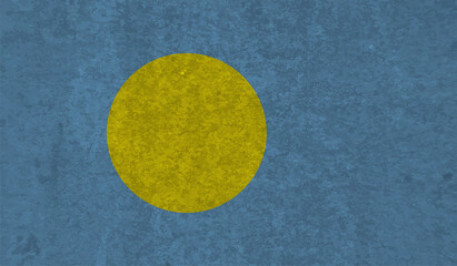 Flag of Palau with the effect of crumpled paper and grunge