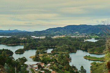 a gray but sepia day in guatape colombia