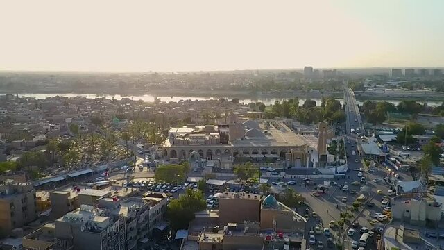 A drone shot of Baghdad city
