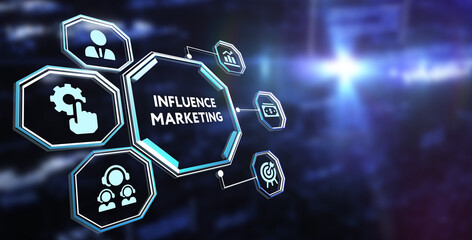 Influencer marketing concept. Business, Technology, Internet and network concept.