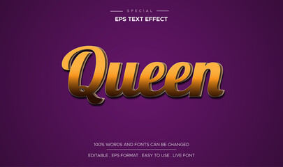 Queen text effect with gold color
